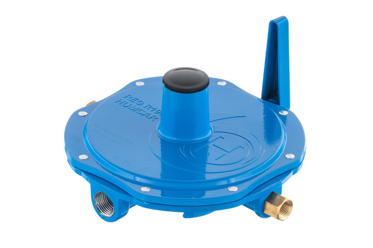 Regulador R100  Acción Directa Única Etapa GLP  28 mbar M11 X 1 x 3/8” NPT h 119260  BTU/h GLP