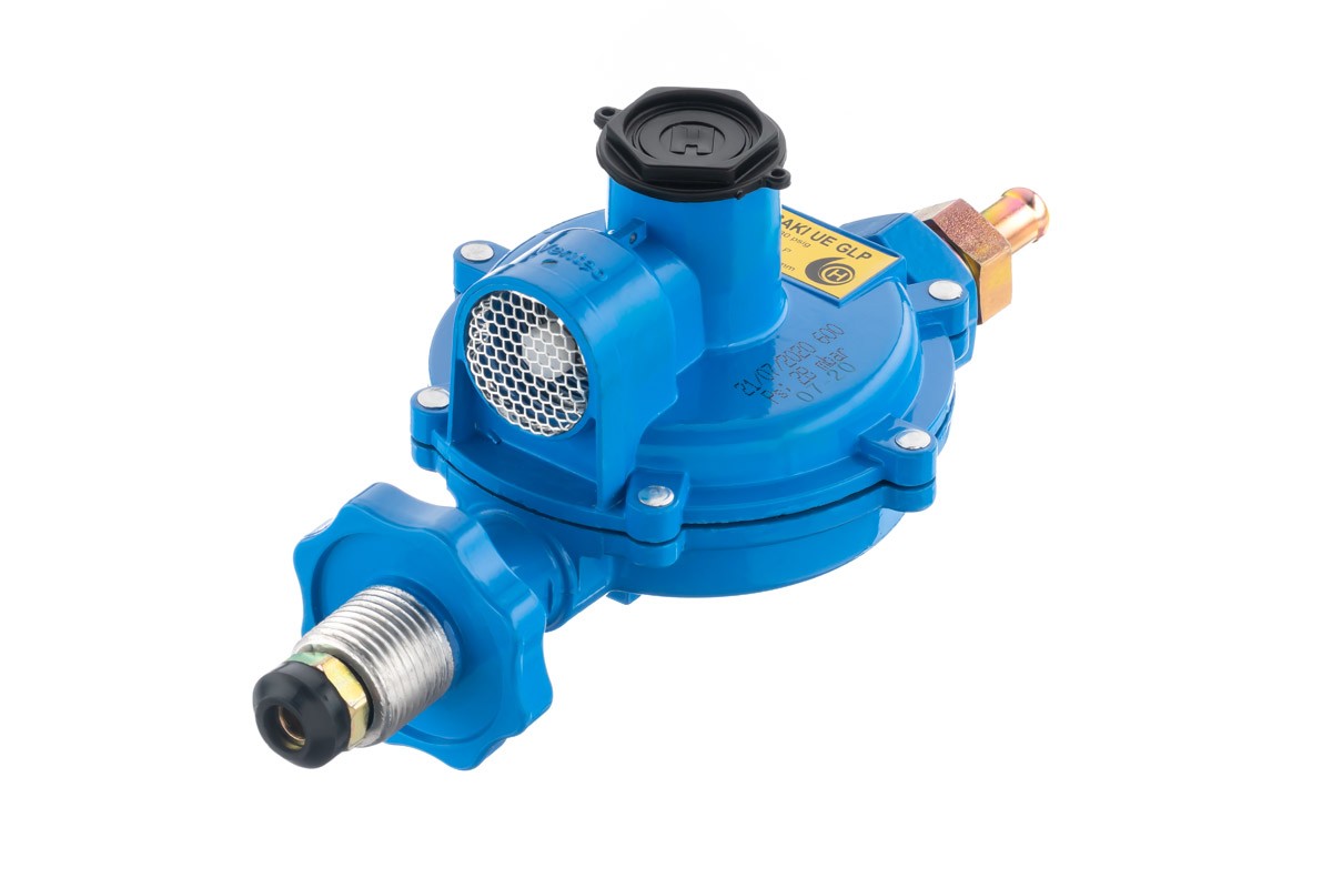 Regulador R4 Yasaki Acción Directa Única Etapa GLP  28 mbar Volante 7/8 NGO x Acople Manguera 3/8” 144500  BTU/h GLP