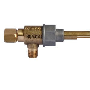 Valvula de Estufa M9 Acodada  2P Racor M11 x 1/4″ Longitud Vástago: 43 mm Tapa: Aluminio