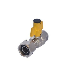 Valvula de Bola 1/2″ NPTm, X M26 x1.5  Recubrimiento en Níquel, maneral tipo Mariposa de Seguridad.